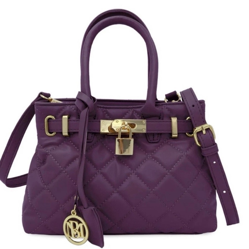 Badgley Mischka Purple Satchel with Gold Accents